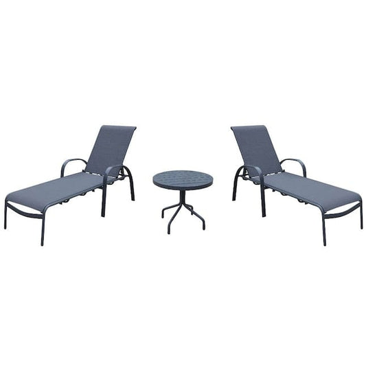 Courtyard Casual Gas Fire Pit Courtyard Casual - Santa Fe 3 Piece Set with 1 Side Table and 2 Chaise Loungers | 5175