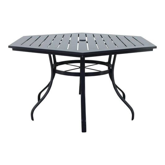 Courtyard Casual Gas Fire Pit Courtyard Casual - Santa Fe 60" Aluminum Slat Table In Hex Shape | 5172