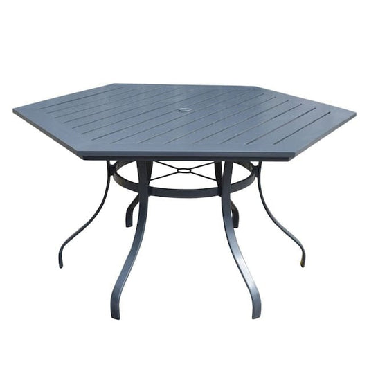 Courtyard Casual Gas Fire Pit Courtyard Casual - Santa Fe 60" Aluminum Slat Table In Hex Shape | 5172