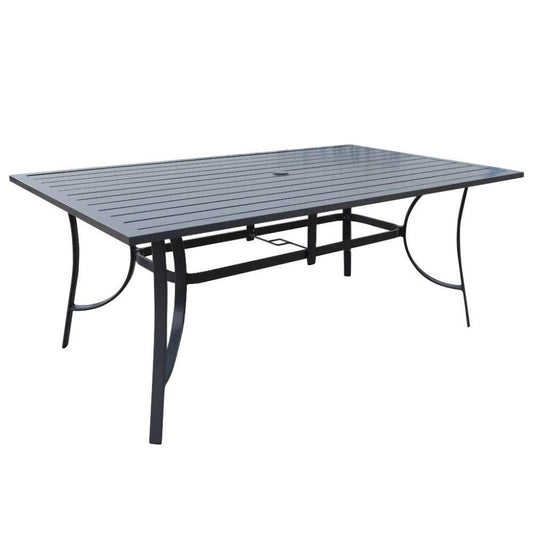 Courtyard Casual Gas Fire Pit Courtyard Casual - Santa Fe 84 X 42 Rectangle Aluminum Dining Table with Slat Top | 5174