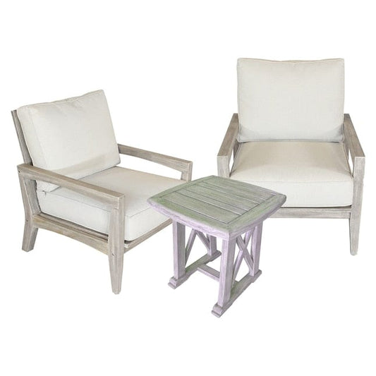Courtyard Casual Outdoor Bistro Set Courtyard Casual - Surf Side Teak 3 Piece Bistro Set with 1 Side Table and 2 Club Chairs | 5453