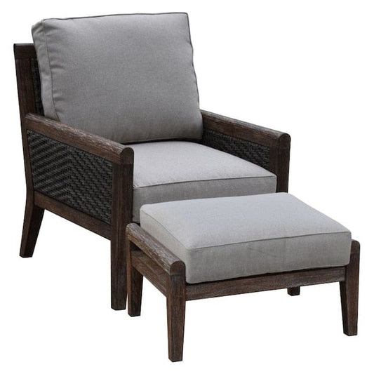 Courtyard Casual Outdoor Chair Courtyard Casual - Bermuda FSC Teak 2 Piece Club Chair and Ottoman Set | 5441