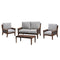 Courtyard Casual Outdoor Chair Courtyard Casual - Bermuda FSC Teak 4 Piece Seating Set with Loveseat, Coffee Table and 2 Club Chairs | 5447