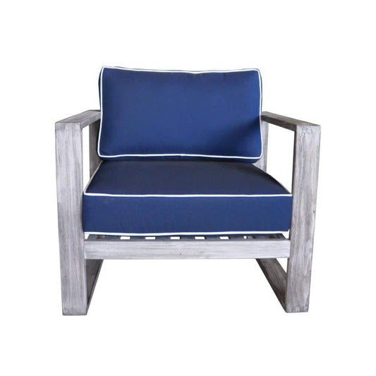 Courtyard Casual Outdoor Chair Courtyard Casual - Driftwood Gray Teak Modern North Shore Outdoor Club Chair with Cushions | 5020