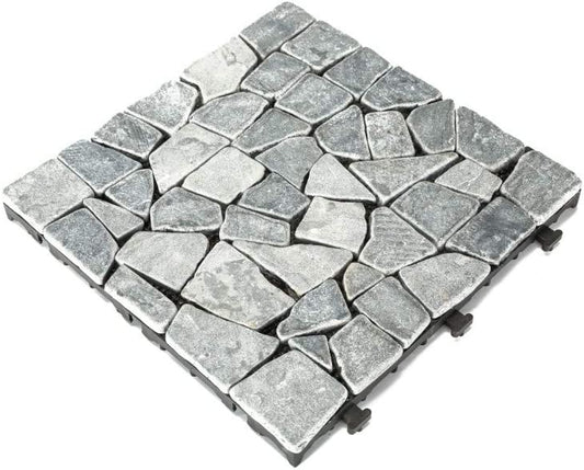 Courtyard Casual Outdoor Deck Tile Courtyard Casual - Natural Travertine Stone Gray Deck Tile, 6 pc Set | 5118