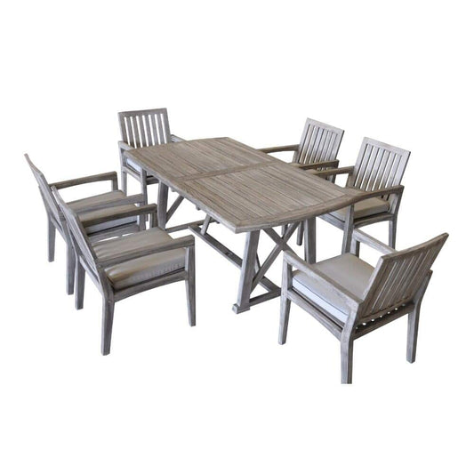 Courtyard Casual Outdoor Dining Chair Courtyard Casual - Driftwood Gray Teak Surf Side Outdoor Dining Chair with Cushion | 5012