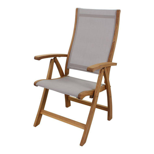 Courtyard Casual Outdoor Dining Chair Courtyard Casual - Heritage Teak Sling Recliner Chair | 5033