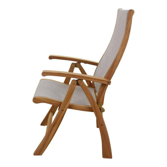 Courtyard Casual Outdoor Dining Chair Courtyard Casual - Heritage Teak Sling Recliner Chair | 5033