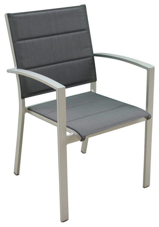 Courtyard Casual Outdoor Dining Chair Courtyard Casual - Skyline Silver Aluminum Outdoor Padded Dining Chairs, 6 pc Set | 5082