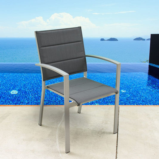 Courtyard Casual Outdoor Dining Chair Courtyard Casual - Skyline Silver Aluminum Outdoor Padded Dining Chairs, 6 pc Set | 5082