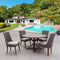 Courtyard Casual Outdoor Dining Set Courtyard Casual - Bermuda FSC Teak 5 pc 48" Flag Leg FSC Teak Dining Set
Includes one 48" Round Dining Table and four Dining Chairs | 5541