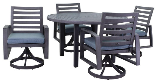 Courtyard Casual Outdoor Dining Set Courtyard Casual - Cabo 5 Piece Motion Dining Set with 54" Round Table and 4 Swivel Rocker Dining Chairs | 5290