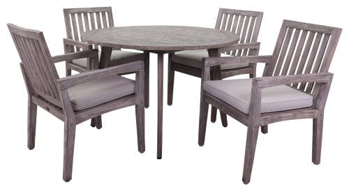 Courtyard Casual Outdoor Dining Set Courtyard Casual - La Jolla Teak 5 Piece Dining Set 48" Round Table and 4 Surf Side Dining Chairs | 5457
