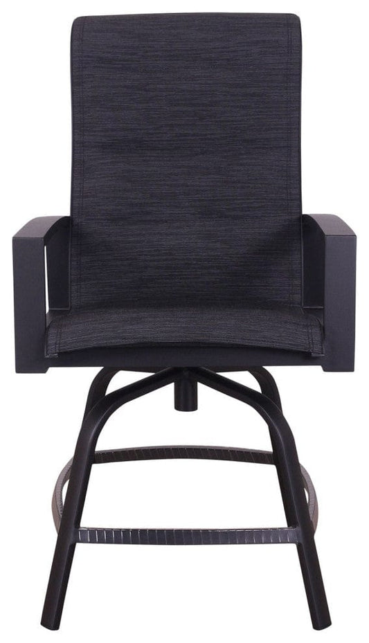 Courtyard Casual Outdoor Dining Set Courtyard Casual - Santorini Black Aluminum 5 Piece Balcony Height 64" Rectangle Dining Set with 1 Table and 4 Swivel Balcony Bar Stools | 5858