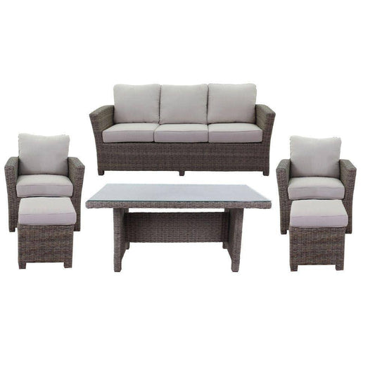 Courtyard Casual Outdoor Dining Table Courtyard Casual - Capri 6 pc Seating Set
Oyster - Canvas Biscuit
Set Includes: One Sofa, One Chow Dining table, Two Club Chairs, & Two Ottomans
Solution Dyed Acrylic | 5255
