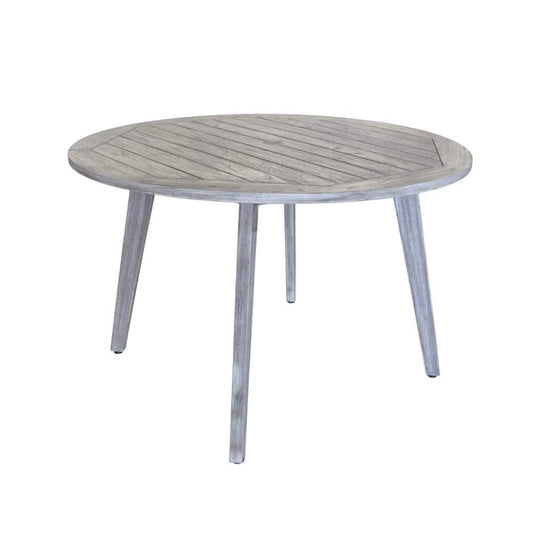 Courtyard Casual Outdoor Dining Table Courtyard Casual - Driftwood Gray Teak Round La Jolla Outdoor Dining Table W/ Umbrella Hole and Cover | 5017