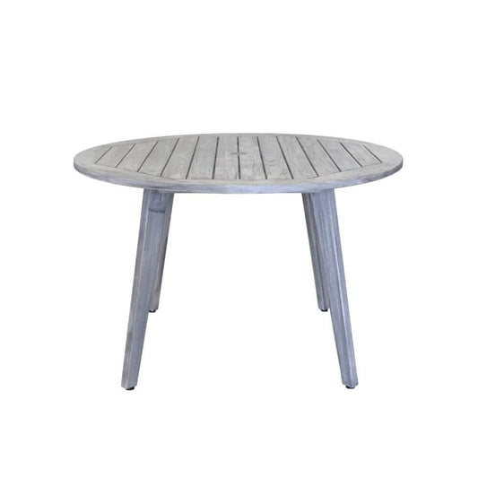 Courtyard Casual Outdoor Dining Table Courtyard Casual - Driftwood Gray Teak Round La Jolla Outdoor Dining Table W/ Umbrella Hole and Cover | 5017