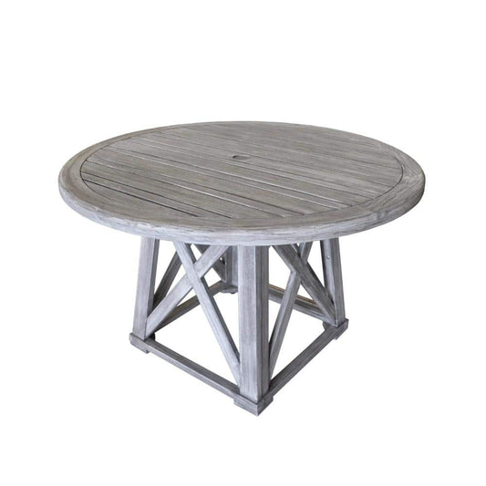 Courtyard Casual Outdoor Dining Table Courtyard Casual - Driftwood Gray Teak Round Surf Side Outdoor Dining Table | 5011