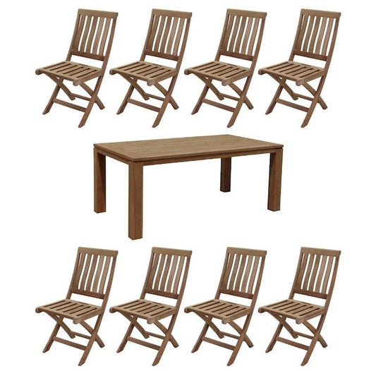 Courtyard Casual Outdoor Dining Table Courtyard Casual - Heritage Teak 7 Piece 71" Rectangle Dining Table with 6 Folding Armless Chairs | 5483