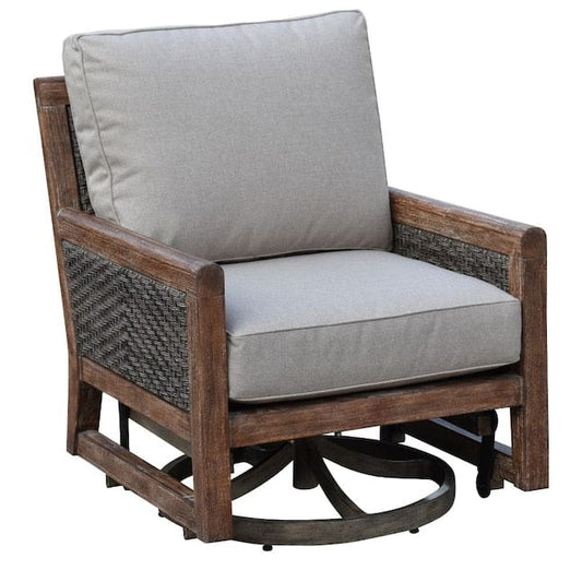 Courtyard Casual Outdoor Ottoman Courtyard Casual - Bermuda FSC Teak 2 Piece Swivel Glider and Ottoman Set | 5442