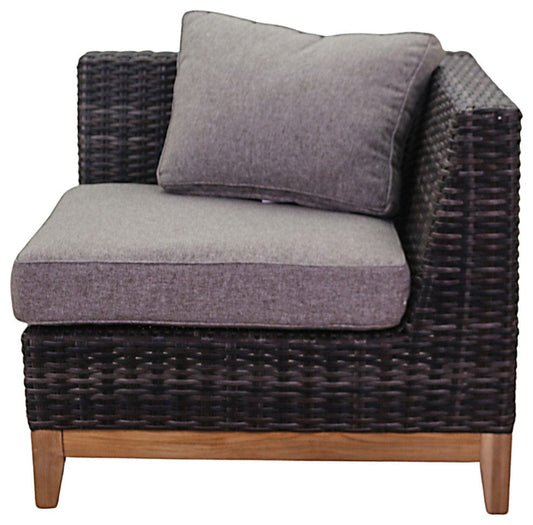 Courtyard Casual Outdoor Sectional Courtyard Casual - Maywood Silver Oak with Teak Sectional Corner Seat with Cushions | 5848