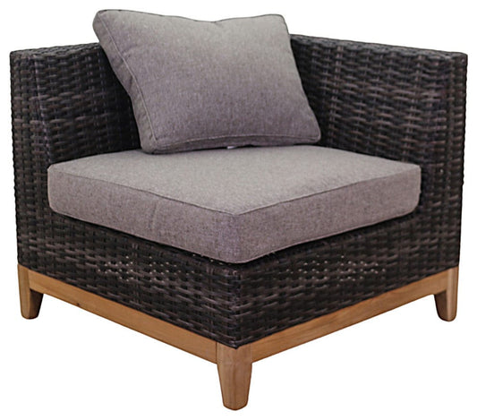 Courtyard Casual Outdoor Sectional Courtyard Casual - Maywood Silver Oak with Teak Sectional Corner Seat with Cushions | 5848