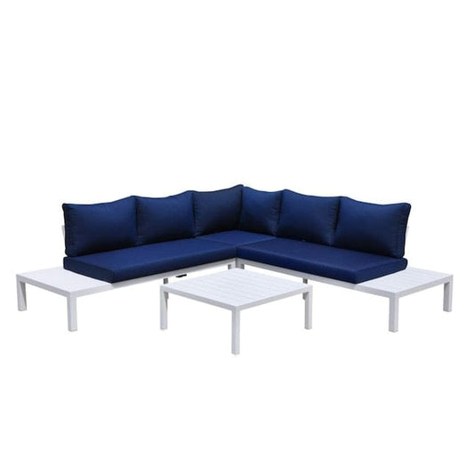 Courtyard Casual Outdoor Sectional Courtyard Casual - Osborne White Aluminum Outdoor 4 pc Sectional with Cushions | 5085