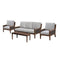 Courtyard Casual Outdoor Sofa Courtyard Casual - Bermuda FSC Teak 4 Piece Seating Set with Sofa, Coffee Table and 2 Club Chairs | 5445