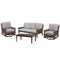 Courtyard Casual Outdoor Sofa Courtyard Casual - Bermuda FSC Teak 4 Piece Sofa Motion Seating Set with 1 Sofa, 1 Coffee Table and 2 Swivel Gliders | 5446