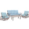 Courtyard Casual Outdoor Sofa Courtyard Casual - Cabo Motion 4 Piece Sofa Coffee Table Set with 1 Sofa, 1 Coffee Table and 2 Swivel Gliders with Sunbrella Cushions | 5280