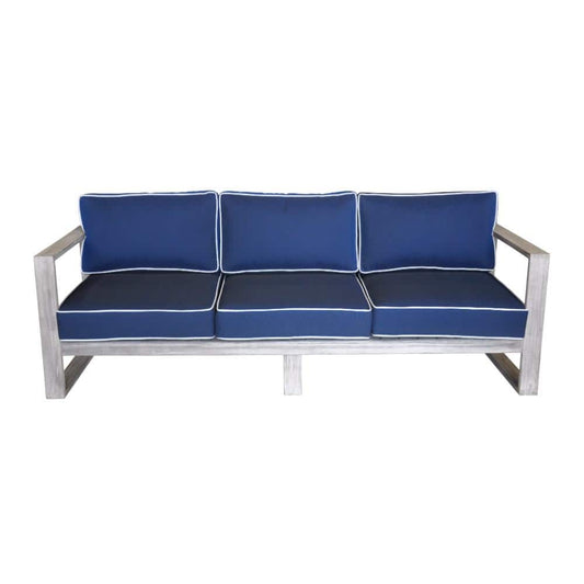 Courtyard Casual Outdoor Sofa Courtyard Casual - Driftwood Gray Teak Modern North Shore Outdoor Three Seater Sofa with Cushions | 5019