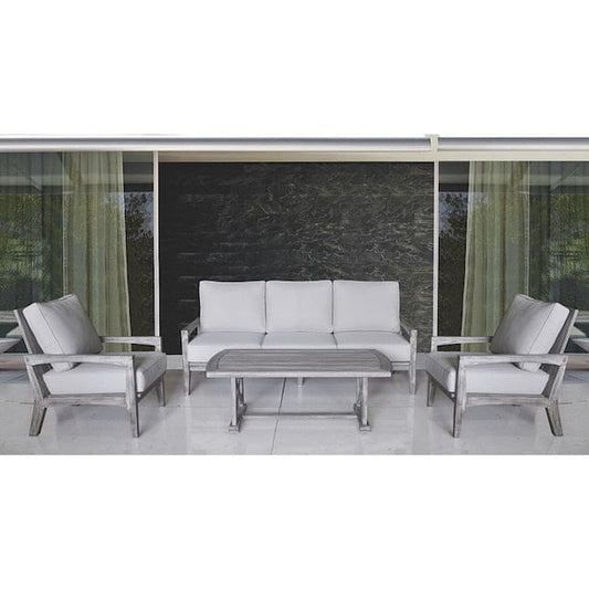 Courtyard Casual Outdoor Sofa Courtyard Casual - Surf Side Teak 4 Piece Sofa Set with Sofa, Coffee Table and 2 Club Chairs | 5454