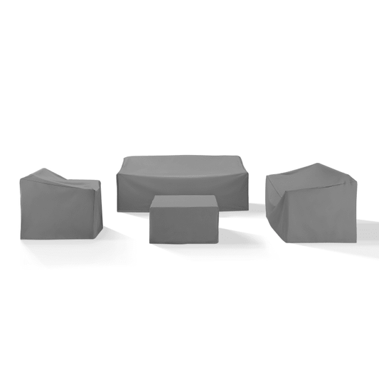 Crosley Furniture Crosely Outdoor Furniture Covers Gray Crosely Furniture - 4Pc Sectional Cover Set Gray/Tan - Loveseat, Sofa, Square Table/Ottoman, & Arm Chair - MO75011-XX