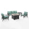 Crosley Furniture Fire Seating Sets Crosely Furniture - Kaplan 5Pc Outdoor Metal Sofa Set W/Fire Table Include Color/Oil Rubbed Bronze - Sofa, Side Table, Tucson Fire Table, & 2 Chairs - KO60034BZ-XX