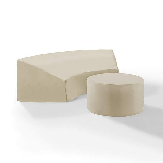 Crosley Furniture Outdoor Accessories Crosely Furniture - Catalina 2Pc Furniture Cover Set Gray/Tan- Round Sectional Sofa & Coffee Table - MO75014-XX