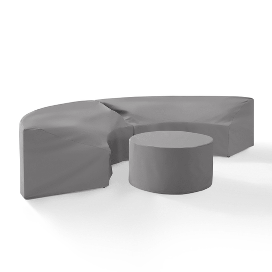 Crosley Furniture Outdoor Accessories Crosely Furniture - Catalina 3Pc Furniture Cover Set Gray/Tan - 2 Round Sectional Sofas & Coffee Table - MO75015-XX