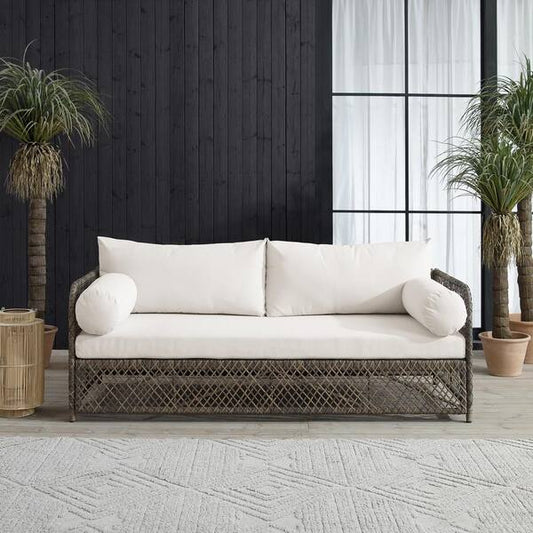 Crosley Furniture - Granite Bay Outdoor Wicker Sofa Creme/Stone