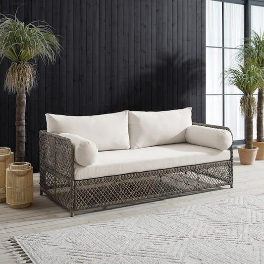 Crosley Furniture - Granite Bay Outdoor Wicker Sofa Creme/Stone