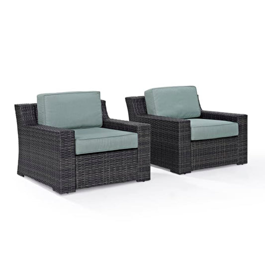 Crosley Furniture Patio Chairs And Chair Sets Crosely Furniture - Beaufort 2Pc Outdoor Wicker Chair Set Mist/Brown - 2 Chairs - KO70100BR - Mist