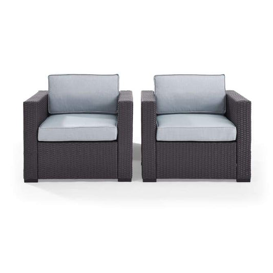 Crosley Furniture Patio Chairs And Chair Sets Crosely Furniture - Biscayne 2Pc Outdoor Wicker Chair Set Mist/Mocha/White - 2 Chairs - KO70103BR-XX