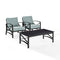 Crosley Furniture Patio Chairs And Chair Sets Mist Crosely Furniture - Kaplan 3Pc Outdoor Metal Armchair Set Include Color/Oil Rubbed Bronze - Coffee Table & 2 Chairs - KO60012BZ-XX