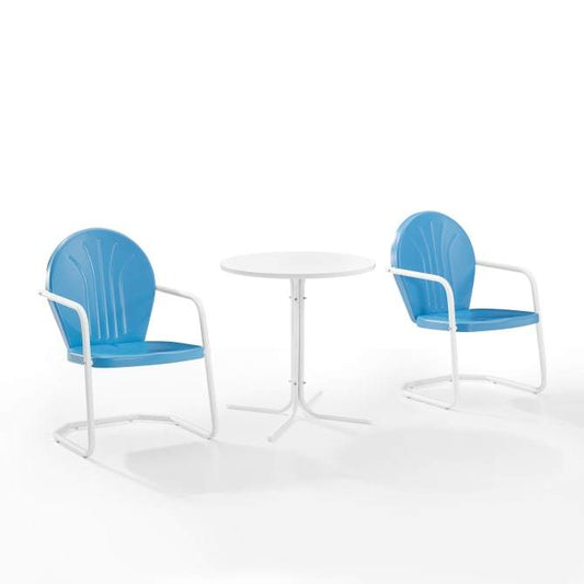 Crosley Furniture Patio Dining Sets Crosely Furniture - Griffith 3Pc Outdoor Metal Bistro Set Include Color/White Satin - Bistro Table & 2 Chairs - KO10008XX