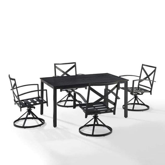 Crosley Furniture Patio Dining Sets Crosely Furniture - Kaplan 5Pc Outdoor Metal Dining Set Include Color/Oil Rubbed Bronze - Table & 4 Swivel Chairs - KO60021BZ-XX