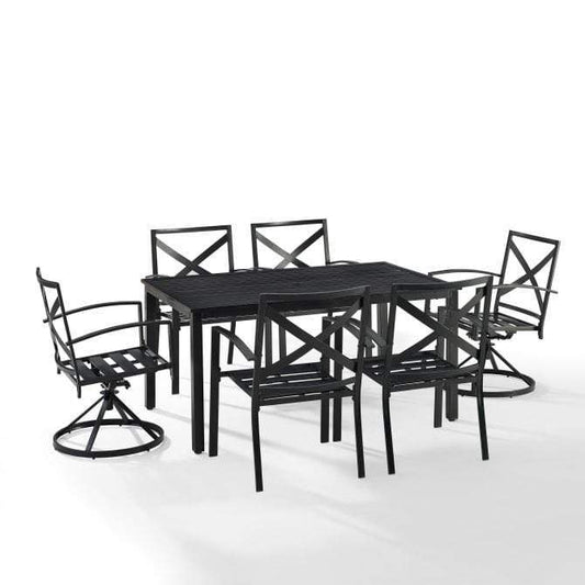 Crosley Furniture Patio Dining Sets Crosely Furniture - Kaplan 7Pc Outdoor Metal Dining Set Include Color/Oil Rubbed Bronze - Table, 2 Swivel Chairs, & 4 Regular Chairs - KO60023BZ-XX