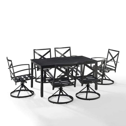 Crosley Furniture Patio Dining Sets Crosely Furniture - Kaplan 7Pc Outdoor Metal Dining Set Include Color/Oil Rubbed Bronze - Table & 6 Swivel Chairs - KO60022BZ-XX