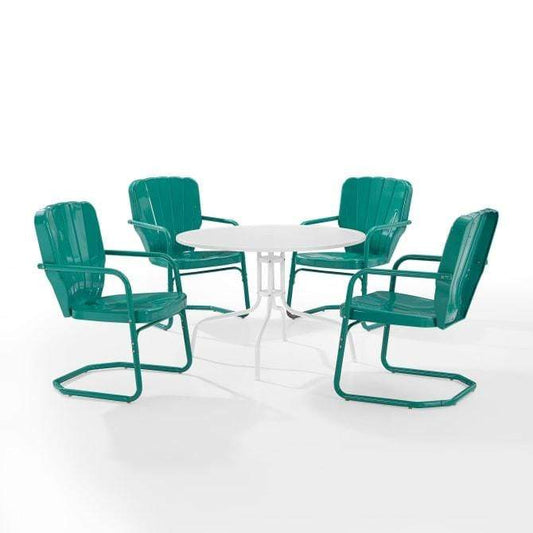 Crosley Furniture Patio Dining Sets Crosely Furniture - Ridgeland 5Pc Outdoor Metal Dining Set Include Color /White Satin - Dining Table & 4 Chairs - KO10015XX