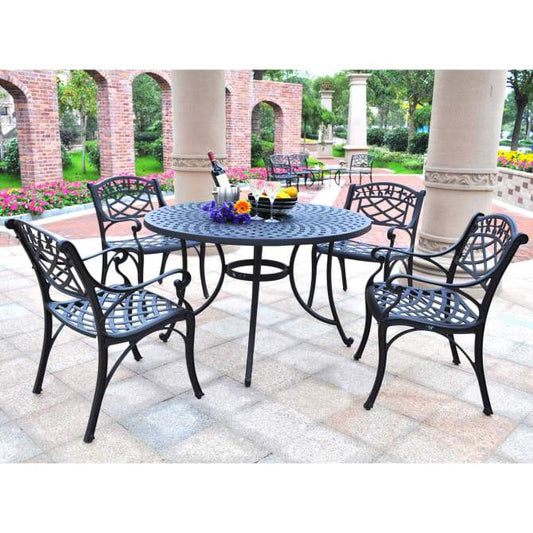 Crosley Furniture Patio Dining Sets Crosely Furniture - Sedona 46" 5Pc Outdoor Dining Set Black - 46" Table & 4 Armchairs - KOD6001BK - Black