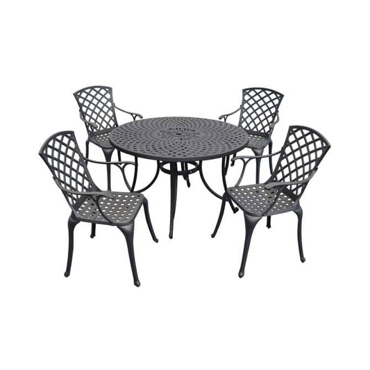 Crosley Furniture Patio Dining Sets Crosely Furniture - Sedona 46" 5Pc Outdoor Dining Set Black - 46" Table & 4 High Back Armchairs - KOD6002BK - Black