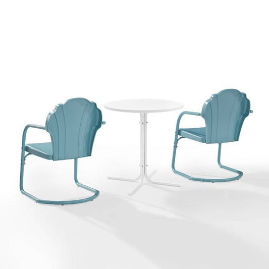 Crosley Furniture Patio Dining Sets Crosely Furniture - Tulip 3Pc Outdoor Metal Bistro Set Include Color/White Satin - Bistro Table & 2 Chairs - KO10010XX