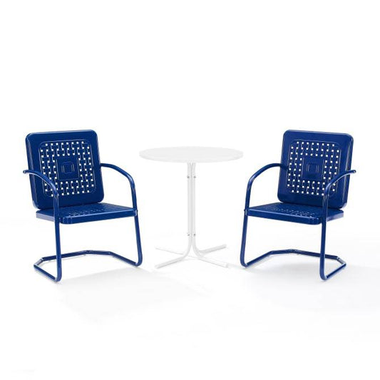 Crosley Furniture Patio Dining Sets Navy Gloss Crosely Furniture - Bates 3Pc Outdoor Metal Bistro Set - Include Color - Bistro Table & 2 Armchairs - KO10009XX